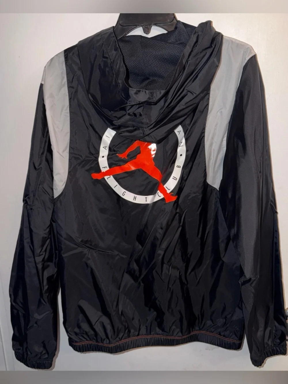 New Jordan Black, Orange & Gray Half-Zip Windbreaker Jacket Mens Size Small